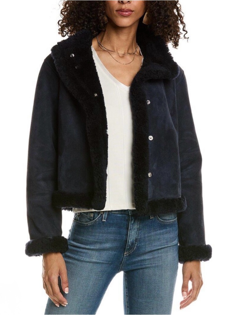 Ba&sh - Navy Biker Shearling Jacket (brand new)
